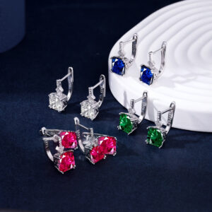 Sterling Silver Earrings with different color stones.